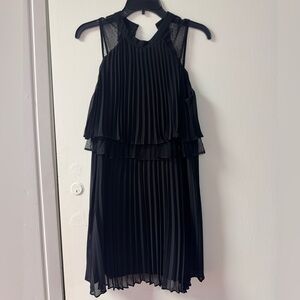 BCBGeneration Black Pleated Ruffle Cocktail Dress